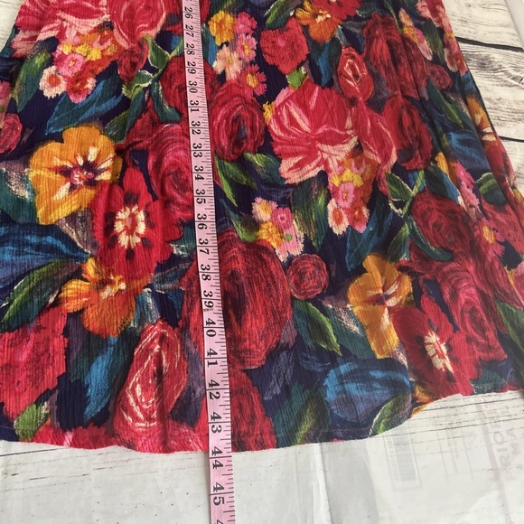 La Cera Womens Dress Size XL Sleeveless Buttons Slit Sides Crinkle Midi Floral - Picture 7 of 7